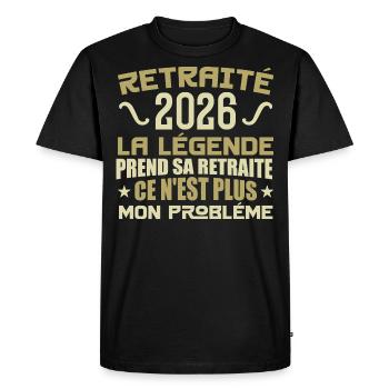 Humour Cadeau Retraité 2026, Retraité En 2026 - T-shirt Premium bio Homme - noir - Devant - Nico (187cm)