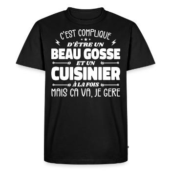 Beau gosse homme cuisinier - T-shirt Premium bio Homme - noir - Devant - Nico (187cm)