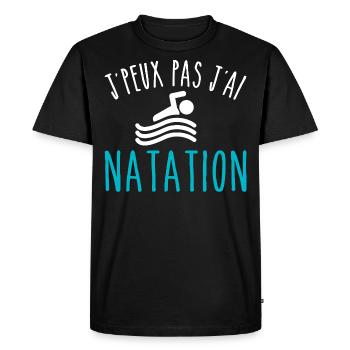 Natation je peux pas j'ai natation nageur - T-shirt Premium bio Homme - noir - Devant - Nico (187cm)