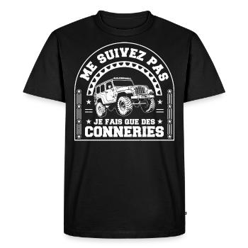 me suivez pas je fais que des conneries - T-shirt Premium bio Homme - noir - Devant - Nico (187cm)