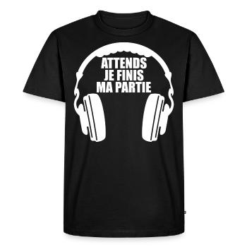 Attends Je Finis ma Partie Gamer Jeux Video Game - T-shirt Premium bio Homme - noir - Devant - Nico (187cm)