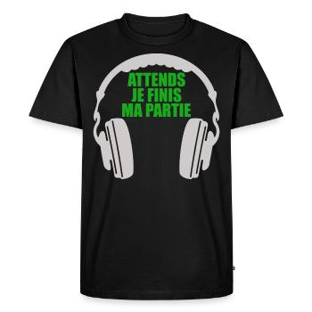 Attends Je Finis ma Partie Gamer Jeux Video Game - T-shirt Premium bio Homme - noir - Devant - Nico (187cm)