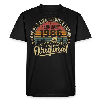 Cadeau Anniversaire Février 1986 Cool Février 1986 - T-shirt Premium bio Homme - noir - Devant - Nico (187cm)