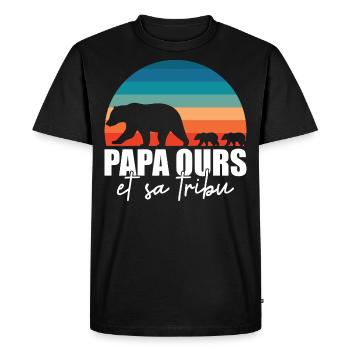 Papa ours - Petits ours - T-shirt Premium bio Homme - noir - Devant - Nico (187cm)