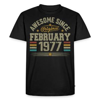 Février 1977 Cadeau 48e Anniversaire, Février 1977 - T-shirt Premium bio Homme - noir - Devant - Nico (187cm)