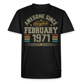 Février 1971 Cadeau 54e Anniversaire, Février 1971 - T-shirt Premium bio Homme - noir - Devant - Nico (187cm)