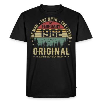 Anniversaire Février 1962 | Vintage Février 1962 - T-shirt Premium bio Homme - noir - Devant - Nico (187cm)