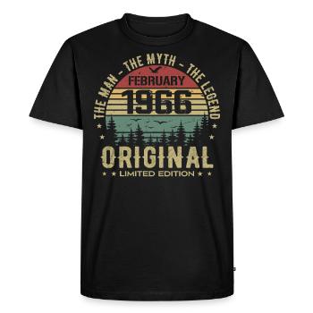 Anniversaire Février 1966 | Vintage Février 1966 - T-shirt Premium bio Homme - noir - Devant - Nico (187cm)