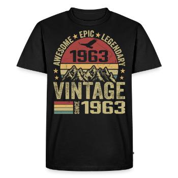 Vintage 1963 Birthday Gift 1963 - Born in 1963 - Men's Premium Organic T-Shirt - black - Front - Nico (187cm)
