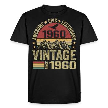 Vintage 1960's Birthday Gift 1960's - Born in 1960 - Men's Premium Organic T-Shirt - black - Front - Nico (187cm)