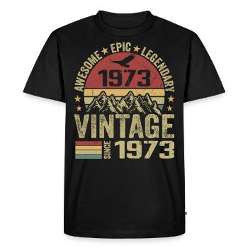 Vintage 1973 Birthday Gift 1973 - Born in 1973 - Men's Premium Organic T-Shirt - black - Front - Nico (187cm)