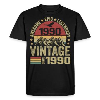 Vintage 1990 Cadeau Anniversaire 1990 - Né en 1990 - T-shirt Premium bio Homme - noir - Devant - Nico (187cm)