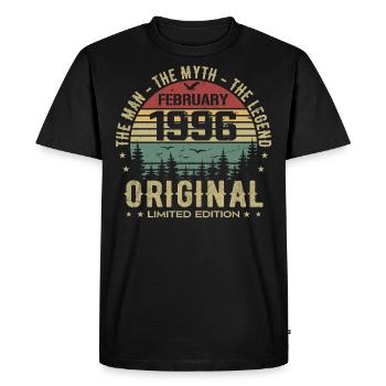Anniversaire Février 1996 Cadeau Février 1996 - T-shirt Premium bio Homme - noir - Devant - Nico (187cm)