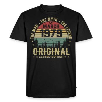 Gift for the 46th Anniversary Original March 1979 - Men's Premium Organic T-Shirt - black - Front - Nico (187cm)