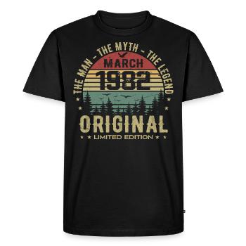 Gift for the 43rd Anniversary Original March 1982 - Men's Premium Organic T-Shirt - black - Front - Nico (187cm)