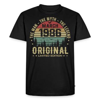Gift for the 39th Anniversary Original March 1986 - Men's Premium Organic T-Shirt - black - Front - Nico (187cm)