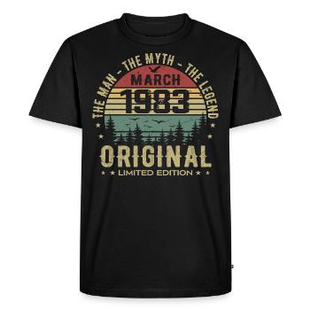 Cadeau pour le 42e Anniversaire Original Mars 1983 - T-shirt Premium bio Homme - noir - Devant - Nico (187cm)