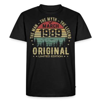 Gift for the 36th Anniversary Original March 1989 - Men's Premium Organic T-Shirt - black - Front - Nico (187cm)