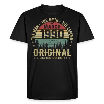 Cadeau pour le 35e Anniversaire Original Mars 1990 - T-shirt Premium bio Homme - noir - Devant - Nico (187cm)