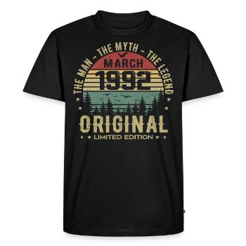 Cadeau pour le 33e Anniversaire Original Mars 1992 - T-shirt Premium bio Homme - noir - Devant - Nico (187cm)