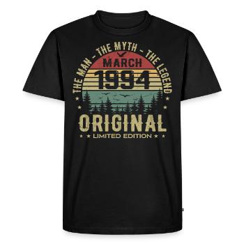 Gift for the 31st Anniversary Original March 1994 - Men's Premium Organic T-Shirt - black - Front - Nico (187cm)