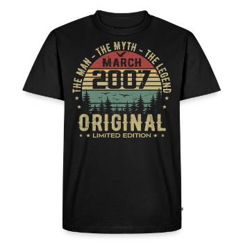 Gift for the 18th Anniversary Original March 2007 - Men's Premium Organic T-Shirt - black - Front - Nico (187cm)
