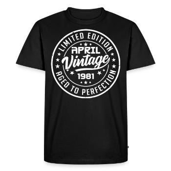 Original depuis avril 1981 cadeau anniversaire avr - T-shirt Premium bio Homme - noir - Devant - Nico (187cm)
