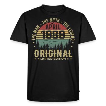 April 1989. 36th Anniversary Gift April 1989 - Men's Premium Organic T-Shirt - black - Front - Nico (187cm)