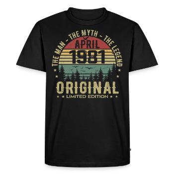 April 1981. 44th Anniversary Gift April 1981 - Men's Premium Organic T-Shirt - black - Front - Nico (187cm)