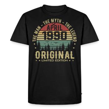 Avril 1990. 35ème Anniversaire Cadeau Avril 1990 - T-shirt Premium bio Homme - noir - Devant - Nico (187cm)