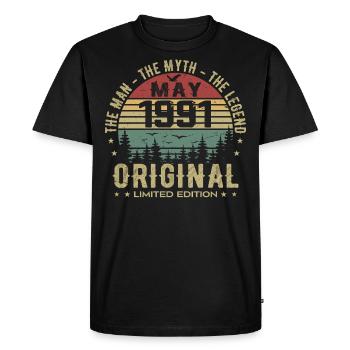 Mai 1991 Cadeau 34e anniversaire Mai 1991 May 1991 - T-shirt Premium bio Homme - noir - Devant - Nico (187cm)
