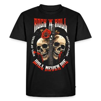 Rock N Roll Skull Electric Guitar Rose Music Rocker - Men's Premium Organic T-Shirt - black - Front - Nico (187cm)