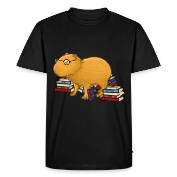 Capybara Livres Lecture avec lunettes Nerd - T-shirt Premium bio Homme - noir - Devant - Nico (187cm)