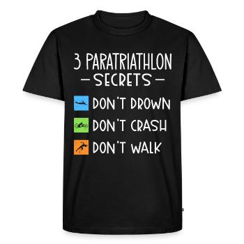 Paratriathlon secrets Do not drown, fall - Men's Premium Organic T-Shirt - black - Front - Nico (187cm)
