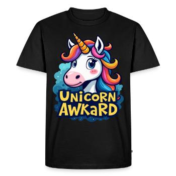 Unicorn Awkward – Fun and Whimsical Unicorn Design - Men's Premium Organic T-Shirt - black - Front - Nico (187cm)