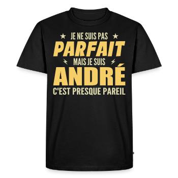 André Parfait Cadeau prenom andré - T-shirt Premium bio Homme - noir - Devant - Nico (187cm)