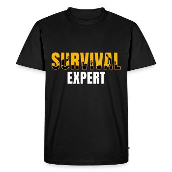 Survival Expert - Men's Premium Organic T-Shirt - black - Front - Nico (187cm)