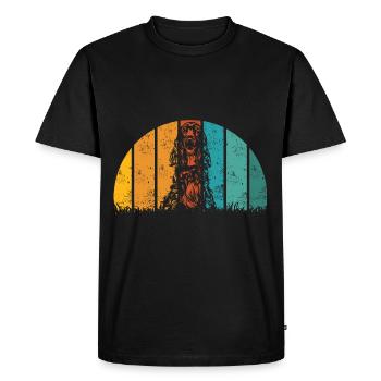 Sussex Spaniel Dog Vintage Retro - Men's Premium Organic T-Shirt - black - Front - Nico (187cm)