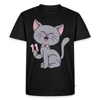 11 ans fille drôle chat 11ème anniversaire - T-shirt Premium bio Homme - noir - Devant - Nico (187cm)