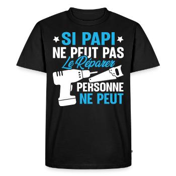 Si Papi ne peut pas le Réparer personne ne peut - T-shirt Premium bio Homme - noir - Devant - Nico (187cm)