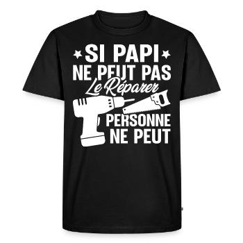 Si Papi ne peut pas le Réparer personne ne peut - T-shirt Premium bio Homme - noir - Devant - Nico (187cm)