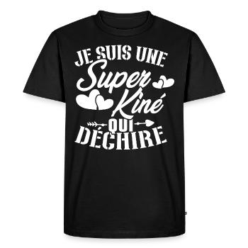 Je suis une Super kiné qui déchire - T-shirt Premium bio Homme - noir - Devant - Nico (187cm)