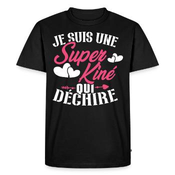 Je suis une Super kiné qui déchire - T-shirt Premium bio Homme - noir - Devant - Nico (187cm)