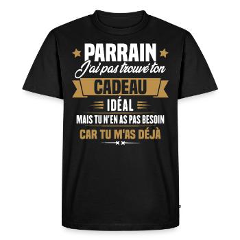 Parrain j'ai pas trouvé ton cadeau, Humour parrain - T-shirt Premium bio Homme - noir - Devant - Nico (187cm)