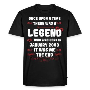 Il était une fois une légende. Janvier 2003 Anniversaire - T-shirt Premium bio Homme - noir - Devant - Nico (187cm)