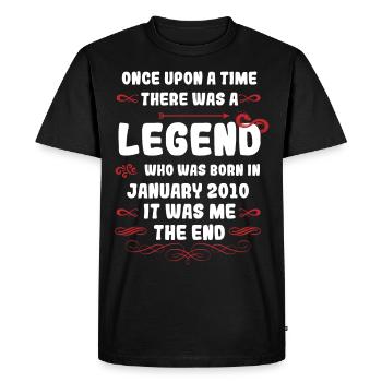 Il était une fois une légende. Janvier 2010 Anniversaire - T-shirt Premium bio Homme - noir - Devant - Nico (187cm)