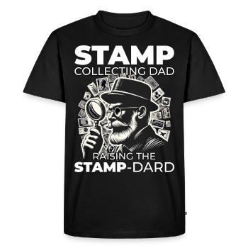 Collectionneur de timbres-poste vintage papa philatéliste - T-shirt Premium bio Homme - noir - Devant - Nico (187cm)