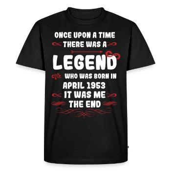 Il était une fois une légende. Anniversaire d’avril 1953 - T-shirt Premium bio Homme - noir - Devant - Nico (187cm)