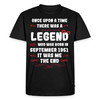 Il était une fois une légende. Naissance en septembre 1951 - T-shirt Premium bio Homme - noir - Devant - Nico (187cm)