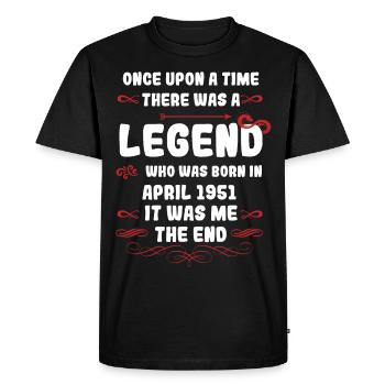 Il était une fois une légende. Anniversaire d’avril 1951 - T-shirt Premium bio Homme - noir - Devant - Nico (187cm)